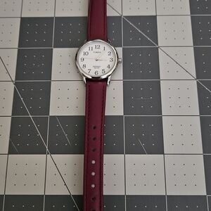 Timex Easy Reader Watch with Burgundy Strap